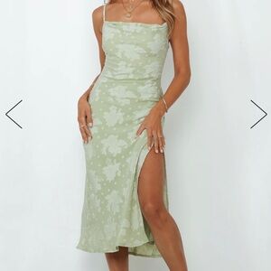 DRINKS ON ME MIDI DRESS PISTACHIO